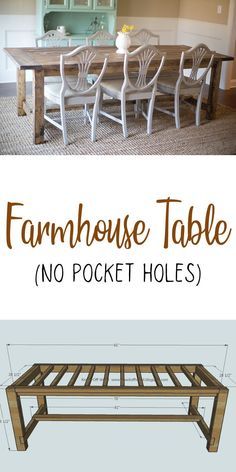 Diy Farmhouse Table Plans, Dining Table Plans, Build A Farmhouse Table, Farmhouse Table Plans, Diy Dining Room Table, Pocket Holes, Diy Kitchen Table, Farmhouse Dining Room Table, Diy Dining Room