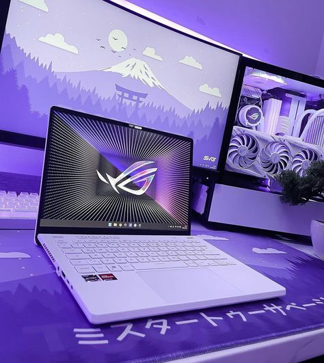 Asus Gaming Laptop, Laptop Setup Gaming, Gaming Laptop Aesthetic, Gaming Laptop Setup, Laptop Setup, Laptop Gaming Setup, Gamer Laptop, Gaming Gadgets, Macbook Air Laptop