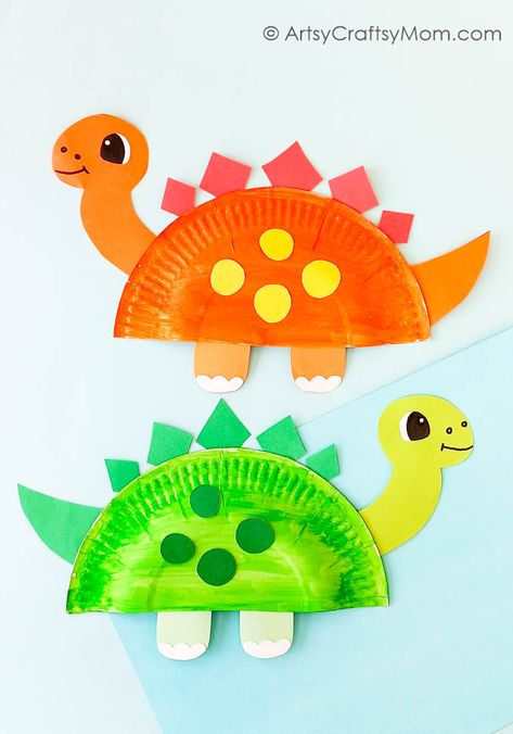 Paper Plate Dinosaur Craft, Paper Plate Dinosaur, Dinosaur Crafts Preschool, Dino Craft, Dinosaur Craft, Dinosaur Activities Preschool, Preschool Art Projects, Paper Plate Crafts For Kids, Dinosaur Activities