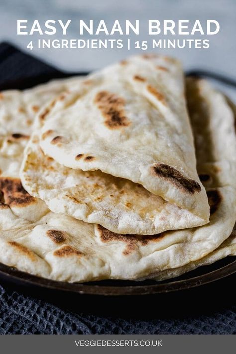 Easy Naan Bread, Easy Naan, Pane Naan, Gluten Free Naan, Naan Bread Recipe, Pain Naan, Homemade Naan, Yeast Free Breads, Homemade Naan Bread