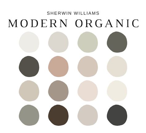 MODERN ORGANIC Sherwin Williams Paint Palette, NEUTRAL Colors, Organic Home Decor, Organic Color Palette, Modern Earth Tones, Boho Colors - Etsy UK Colour Boards Ideas, Modern Style Color Palette, Natural Home Color Palette, Walnut Furniture Color Palette, Color Palette Rustic Earth Tones, Organic Modern Bedroom Color Palette, Mediterranean Interior Design Color Palette, Green Home Palette, Organic Modern Basement