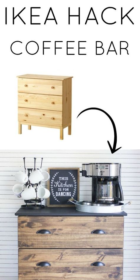 Ikea Tarva Hack and Coffee Bar Essentials Coffee Bar Essentials, Ikea Tarva Hack, Tarva Hack, Malm Hack, Ikea Sideboard, Ikea Tarva Dresser, Ikea Tarva, Ikea Desk Hack, Hack Ikea