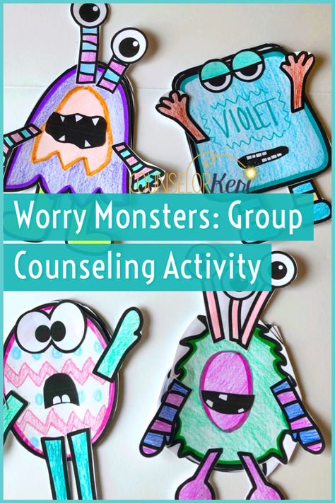 Worry Activities, Counselor Keri, Group Counseling Activities, Group Therapy Activities, Worry Monster, Coping Skills Activities, School Counseling Activities, Elementary School Counselor, Social Emotional Activities