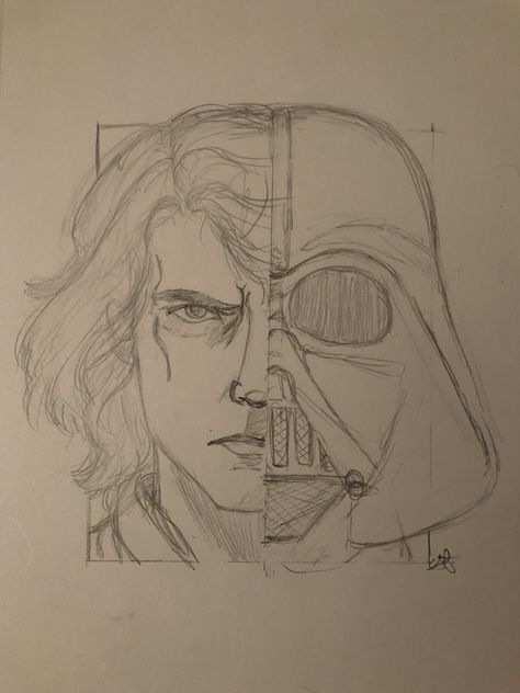 Vader Drawing, Darth Vader Drawing, Star Wars Art Drawings, Darth Vader Art, Anakin Darth Vader, Star Wars Painting, Drawing Stars, Revenge Of The Sith, Star Wars Anakin