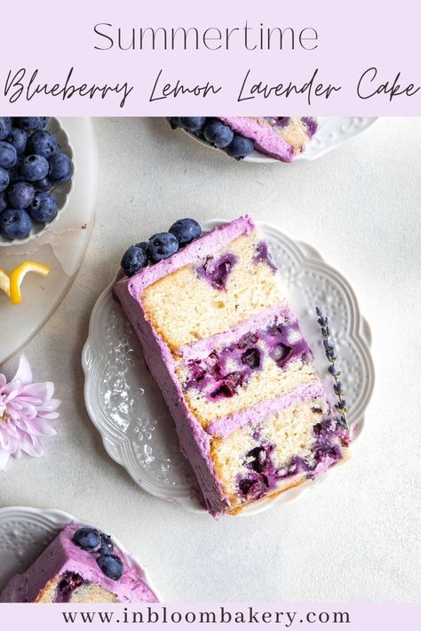 Lavender Cake Recipe, Lemon Lavender Cake, Blueberry Lemon Cake Recipe, Lavender Cake, Lemon Cream Cheese Frosting, Blueberry Cake Recipes, Blueberry Lemon Cake, Torte Cupcake, Lemon Cake Recipe