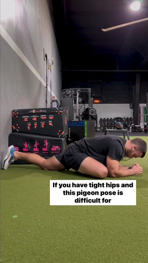 Do these stretching progressions if you have a difficult time getting into pigeon pose. #stretching #mobility #flexibility exercise | Tuck Training | Mobility Flexibility, Hip Exercises, Pigeon Pose, Tight Hips, Hip Workout, 1k Views, Pigeon, Stretching, Train