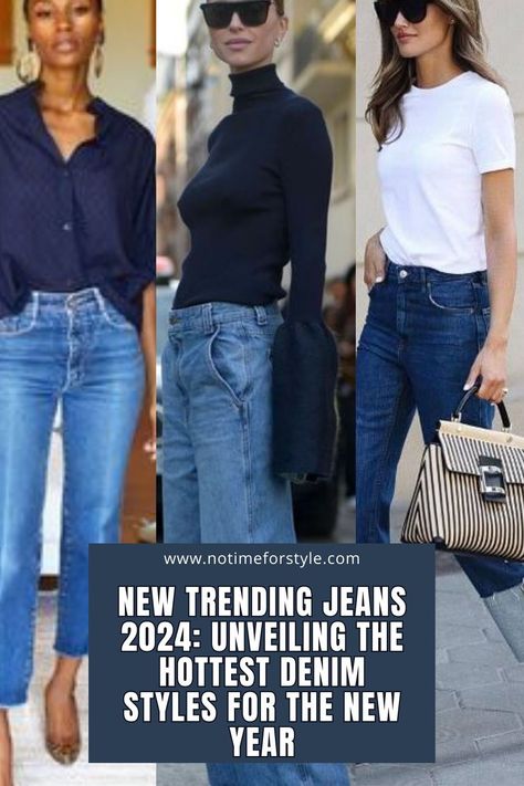 Dive into the future of fashion with our New Trending Jeans 2024 collection! 🌟 Unveil the hottest denim styles that will redefine your wardrobe this New Year. From timeless classics to bold innovations, discover the perfect fit for your style journey. Elevate your look with the trendsetting denim of 2024! 🔥👖 #FashionForward #DenimRevolution #Style2024 How To Dress Up Denim Jeans, Trending Denim Jeans, Denim Jean Outfits For Women, Chic Outfits With Jeans, Womens Denim Outfits, Jeans Spring 2024, Jeans Women 2024, 2024 Jeans Trends For Women, Jeans Outfit Women 2024