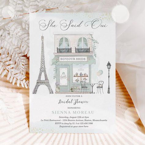 $3.08 | Parisian Bridal Shower She Said Oui French Bridal - french themed shower, parisian baby shower, bonjour bride, parisian bridal shower, french bridal shower, paris bridal shower, parisian tea party bridal shower, she said oui, tea party bridal shower, french themed bridal shower She Said Oui, French Bridal Showers, Parisian Baby Showers, French Baby Shower, Paris Bridal Shower, Tea Bridal Shower Invitations, Paris Baby Shower, Paris Birthday, Baby Shower Tea