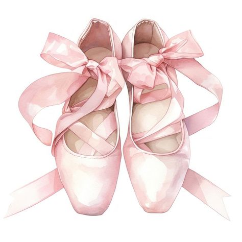 Coquette ballet shoes clothing footwear apparel. | free image by rawpixel.com / Ning Coquette Frame, Shoes Coquette, Aesthetic Anniversary, Coquette Watercolor, Watercolor Candles, Coquette Ballet, Accessory Aesthetic, Watercolor Flowers Pattern, Desain Buklet