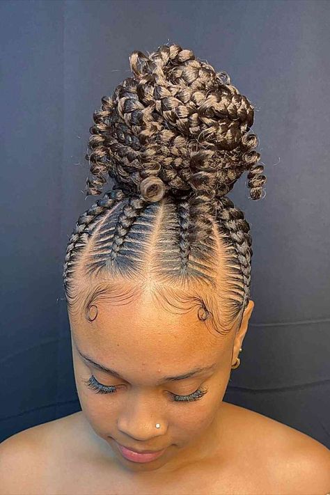 Big Knotless Braided Bun Updo for Long Hair Braids Up In A Bun, Feed In Braids Hairstyles, Braided Styles, Braided Bun Hairstyles, Box Braids Hairstyles For Black Women, Braided Cornrow Hairstyles, Cute Box Braids Hairstyles, Quick Braided Hairstyles, Protective Hairstyles Braids