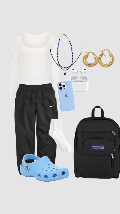 Blue school outfit #outfitinspo #schooloutfit Cute Outfits For 6th Graders, Cute 7th Grade Outfits, 6th Grade Outfits, 7th Grade Outfits, Cute Lazy Outfits, Lazy Outfits, 7th Grade, School Fits, Back To School Outfits