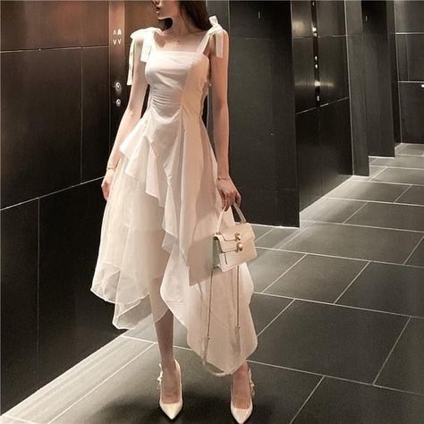 Prom Night Dress Korean, Korean Night Dress, Ținute Business Casual, Prom Night Dress, Gaun Koktail, Casual Dress Long, 파티 드레스, Pakaian Feminin, E Girl