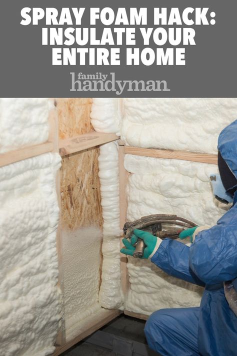 Insulate your entire home with spray foam! #SprayFoam #Hack Diy Home Insulation, Spray Insulation Diy, How To Insulate An Attic, Cheap Insulation Ideas Diy, Diy Spray Foam Insulation, Diy Spray Foam, Spray Foam Insulation Kits, Insulation Ideas, Diy Insulation