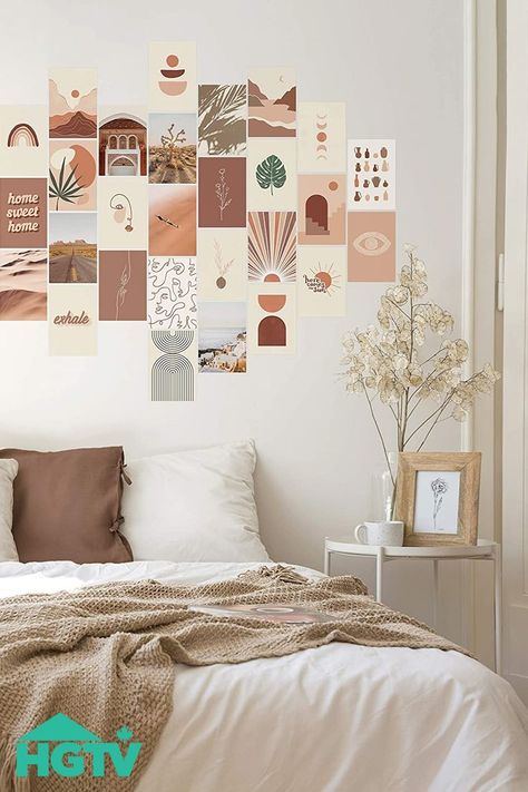 Boho Collage, Photo Walls Bedroom, Haus And Hues, Boho Dorm, Wall Collage Decor, Bedroom Wall Collage, Dorm Wall Decor, Aesthetic Room Ideas, Mailer Box