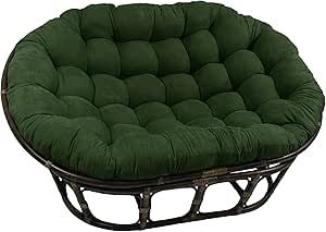 Blazing Needles Microsuede Double Papasan Cushion, 1 Count (Pack of 1), Hunter Green Double Papasan Chair, Papasan Chair Cushion, Papasan Cushion, Green Patio, Garden Chair Cushions, Round Seat Cushions, Brown Cushions, Green Cushions, Papasan Chair