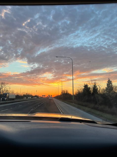 Chicago Suburbs Aesthetic, Sunset Suburbs, Suburbs Aesthetic, Highway Sunset, Car Aesthetics, Chicago Aesthetic, Night Drives, Long Drives, Chicago Suburbs