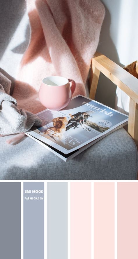 Blue Pink Grey Color Palette, Grey Blue Pink Bedroom, Pink Blue Grey Colour Palettes, Blush And Blue Color Palette, Dusty Blue And Pink Bedroom, Blue Pink Beige Color Schemes, Denim And Pink Color Palette, Pale Blue And Pink Bedroom, Grey Pink Palette