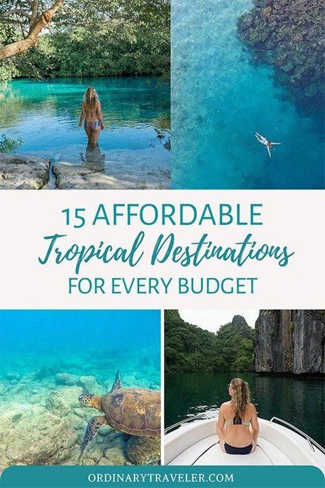 Tropical Places To Travel, Affordable Tropical Vacations, Budget Beach Vacation, Solo Beach Pics, Cheap Tropical Vacations, Cheap Vacation Destinations, Tropical Vacation Destinations, Cheap Beach Vacations, Tropical Places