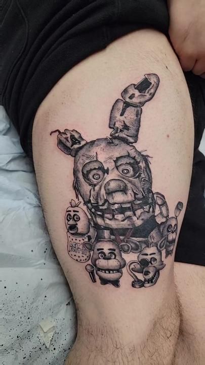 Simple Fnaf Tattoos, Bonnie Tattoo, Five Nights At Freddy's Tattoo, Freddy Tattoo, Fnaf Tattoo Ideas, Cutesy Tattoos, Fnaf Tattoo, Uicideboy Wallpaper, Spring Trap