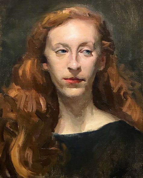 Charlie Pickard on Instagram: “A little Portrait I painted last week. The model had the best hair! So much flow! Getting all ready for my #allaprima oil painting class in…” How To Paint Hair Acrylic, Painting Hair Acrylic, Oil Painting Hair, Painting Hair, Pre Raphaelite, Painting Inspo, Hair Painting, Painting Class, Best Hair