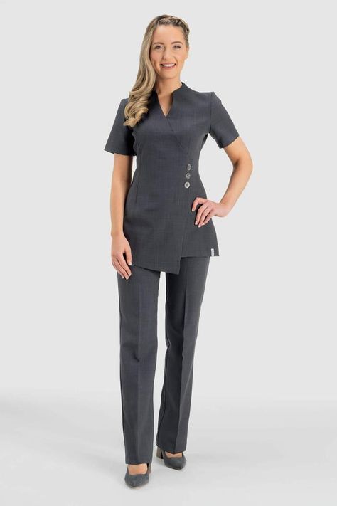 Our stylish beauty salon uniforms, hairdressing tunics & spa uniforms will ensure your staff look the part. Choose from beauty tunics, trousers & dresses. Pharmacy Uniform, Beauty Salon Uniform Ideas, Beauty Uniform, Spa Wear, Salon Uniform, Beauty Uniforms, Spa Uniform, Stylish Scrubs, Salon Wear