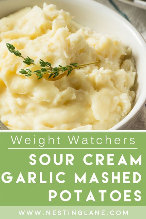 Weight Watchers Garlic Sour Cream Mashed Potatoes Recipe. A great side dish for any meal. They are creamy, garlicky and delicious! They go along perfectly with turkey, chicken or beef. Great for Thanksgiving, Christmas, or The Holidays. This easy Weight Watchers side dish is easy and delicious. Made with garlic cloves, russet potatoes, fat-free sour cream, olive oil, salt, and pepper. Low fat, low sodium, & vegetarian. MyWW Points: 5 Blue Plan, 5 Green Plan, 5 WW Freestyle Points, 5 Smart ... Garlic Mashpotatoe Recipe, Cream Mashed Potatoes, Work Desserts, Sour Cream Mashed Potatoes, Weight Watchers Food Points, Snacks Packaging, Cholesterol Recipes, Mashed Potatoes Recipe, Weight Watchers Chicken