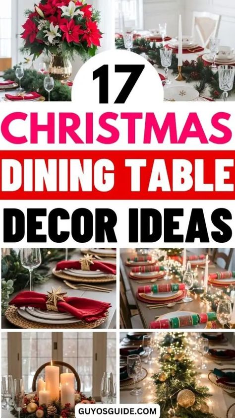 17 Christmas Dining Table Decor Ideas for a Warm Holiday Vibe Christmas Dining Table Decor Red And White, Christmas Decorations Dining Table, Christmas Dining Table Decor Farmhouse, Elegant Christmas Dining Room Decor, Square Dining Table Christmas Decor, Christmas Dinner Table Decor Ideas, Dining Room Table Christmas Decorations, Christmas Decor Ideas Dining Table, How To Decorate A Dining Room Table For Christmas