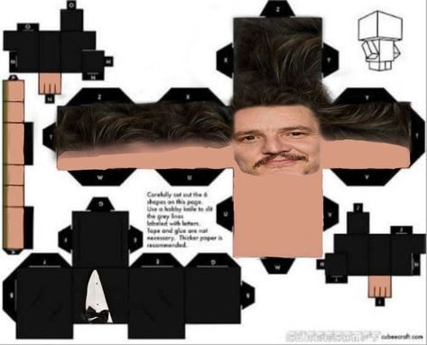 Paper Cube, Don Pedro, Paper Toys Template, Paper People, Paper Doll Template, 3d Laser, Pedro Pascal, Paper Cutout, Paper Toys