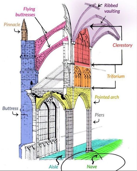 Architecture Cathedral, Architecture Antique, Istoria Artei, Gothic Cathedrals, Cathedral Architecture, Gothic Cathedral, Gothic Church, Architecture History, Architecture Drawing Art