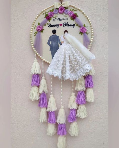 🤍💜 Customized handmade wedding hoop 💖🥳 . . Available in 12 inches ✨🤍 Dm us for order 🎁 . . .#embroideryhoop #weddinghoops #hoopartembroidery Wedding Hoops Embroidery, Wedding Hoop Embroidery, Wedding Embroidery Hoop, Hoop Art Embroidery, Wedding Hoop, Embroidery Hoop Crafts, Hand Beaded Embroidery, Wedding Embroidery, Hoop Embroidery