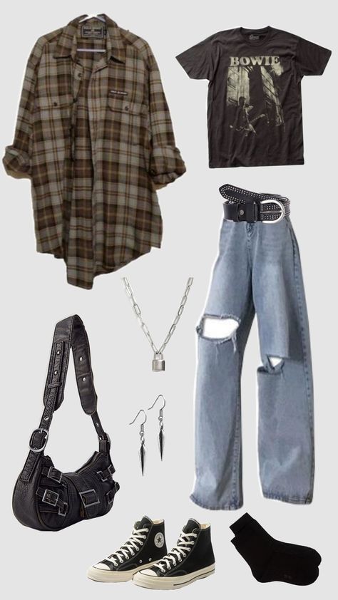 #ootd #fyp #grunge #inspo #grungecore #aesthetic #grungeoutfits #outfit #fitinspo #pinterest #grungecollage #vintage Grunge School Outfits Summer, 90s Grunge Inspired Outfit, Grunge School Dance Outfits, Skater Grunge Aesthetic Outfits, College Outfits Grunge, Grunge Ish Outfits, Subtle Grunge Outfit, Actual Grunge Outfits 90s, Grunge Band Outfits