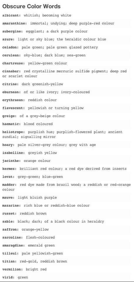 Colors Beautiful Descriptions Of People, Rare Colours Names, Place Names Writing, Place Description Writing, Color Descriptions Writing, Descriptive Words For Places, Writing Descriptions Of Places, Rare Adjectives, Obscure Colors