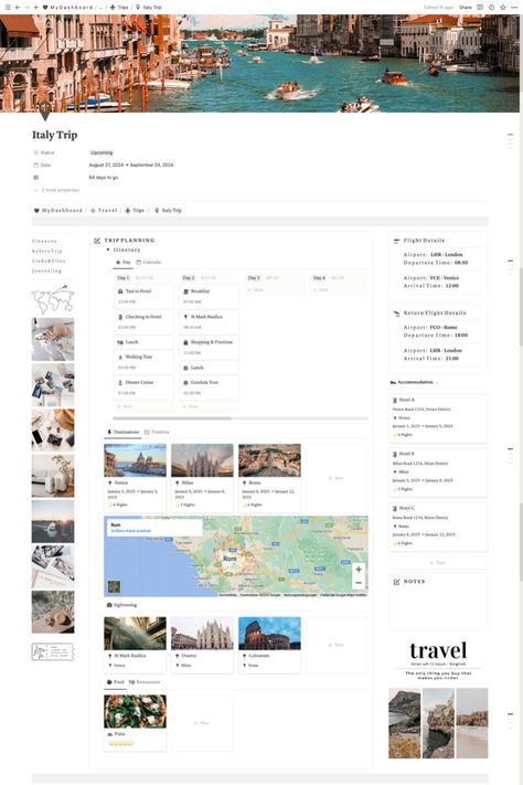 #Travel_Journals #Packing_Lists #Notion_Travel_Template #Ultimate_Life_Planner Notion Travel Planner, Study Planner Free, Ultimate Life Planner, Travel Template, Travel Planner Template, Life Planner Organization, Aesthetic Notion, Budget Tracking, Planner Setup