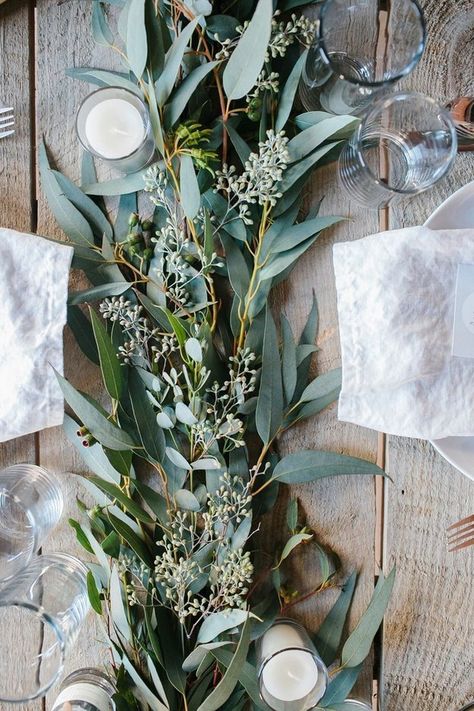 australian native leaves table setting - Google Search Tuscany Wedding Theme, Australian Christmas, Tafel Decor, Table Runners Wedding, Wedding Winter, Salalah, Beltane, Tuscany Wedding, Deco Floral