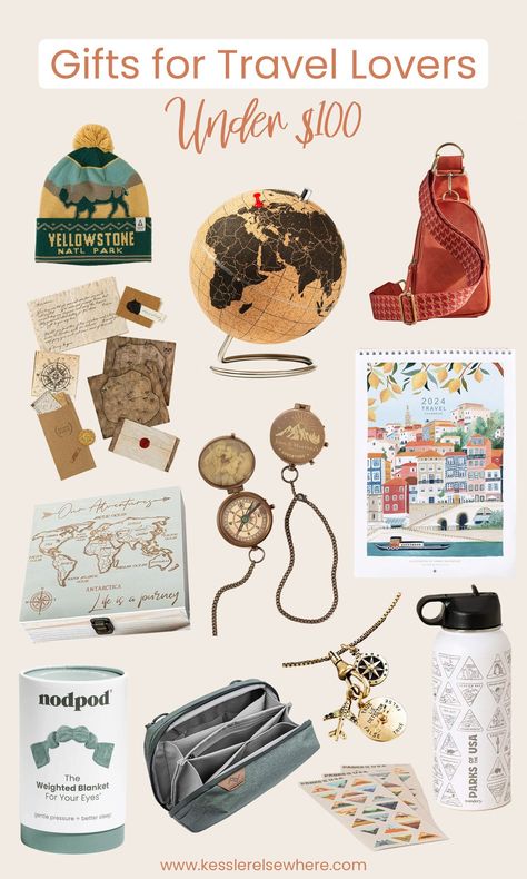 Find gifts for every travel enthusiast in your life! From outdoorsy to luxury to budget and everything in between, you're sure to find a perfect travel gift. #giftguide #travelgifts #travelgiftguide #giftsfortravelers Diy Travel Gifts Ideas, Presents For Travelers, Gift For Traveling Friend, Gifts For A Traveler Woman, Travel Souvenirs Ideas, Gift Guides 2024, Adventure Gift Basket, Gifts For Travelers Women Ideas, Travel Collection Ideas