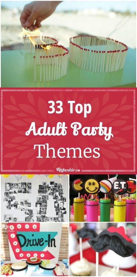 Party Themes For Women, Party Themes For Adults, Adult Birthday Party Themes, Birthday Themes For Adults, 30th Birthday Themes, Adult Party Themes, Unique Party Themes, 33rd Birthday, Candy Halloween