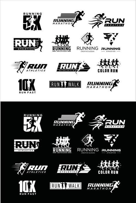 Set Of Run Logo silhouette Design Running sport concept Fun Run Logo Ideas, Running Club Tshirt Design, Track Logo Design, Running Logo Design Sports, Sports Brand Logo Design, Running Team Logo, Run Logo Design Ideas, Sports Logos Design, Logo Sport Design Ideas