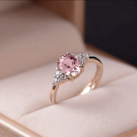 Dainty Yet Beautiful Pink Cubic Zirconia Rose Gold Plated Jewelry Wedding Rings, Crystal Ring, Quartz Ring, Girls Jewelry, Love Ring, Crystal Rings, Ring Ring, Birthstone Ring, Pink Tourmaline