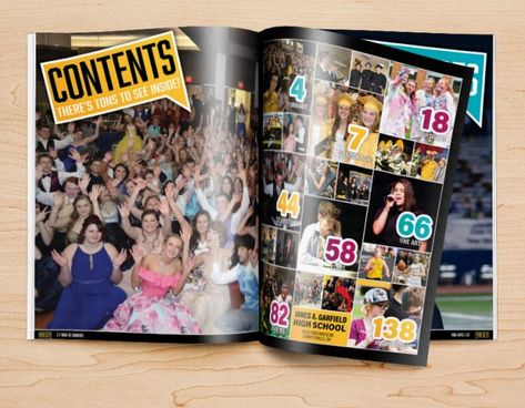 table of contents design idea for yearbook Yearbook Table Of Contents, Table Of Contents Ideas, Yearbook Endsheets, High Garfield, Table Of Contents Example, Contents Ideas, Yearbook Templates, Table Of Contents Design, Yearbook Template