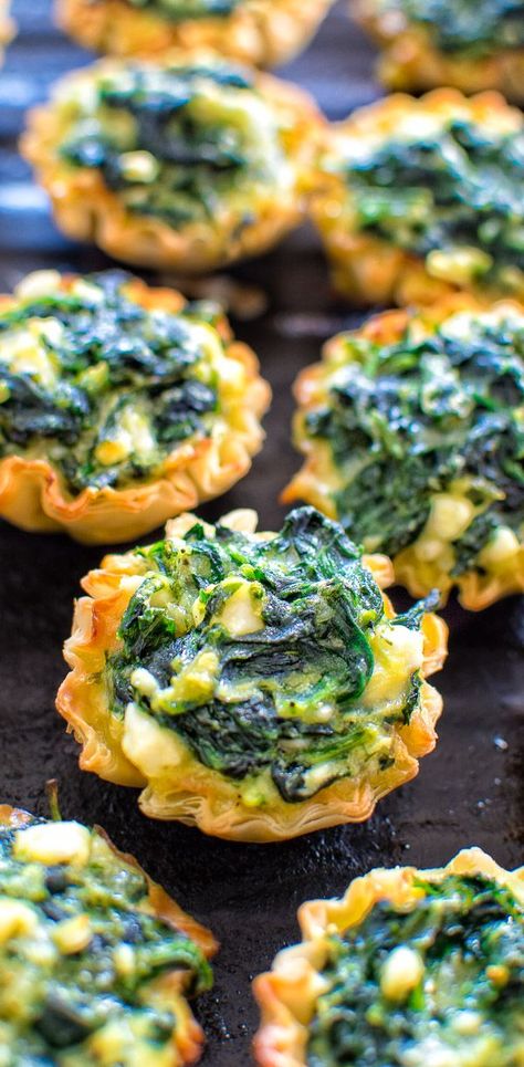 Make these adorable and delicious Easy Spanakopita Bites and surprise your guests and family with a new twist on a traditional Greek dish.  #appetizer #snack #greek #spinach #recipeoftheday #healthyrecipe #party #partyfood Spanakopita Bites, Easy Spanakopita, Greek Appetizers, Greek Dinners, Phyllo Cups, Greek Dishes, Lebanese Recipes, Fiesta Party, Greek Recipes