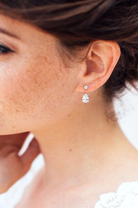 Crystal Ear Jacket Silver Spikes Earjacket Silver Ear Wedding Earrings With Hair Down, Bridal Earrings Hair Down Diamond, Bride Stud Earrings, Simple Bridal Earrings With Updo, Simple Bridal Jewelry Silver, Minimal Wedding Earrings, Dainty Wedding Earrings Silver, Bridal Earrings Simple, Simple Bride Earrings