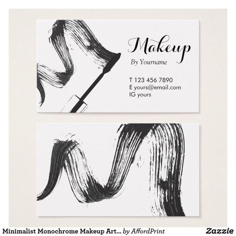 Business Card Makeup Artist, Makeup Artist Business Cards Design, Makeup Artist Names, Lash Ideas, Company Ideas, Makeup History, Artist Business Card, Monochrome Makeup, Minimalist Monochrome