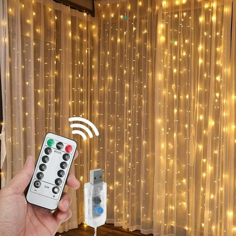 Lighting For Room, Hangout Room Ideas, Girls Room Unicorn, Starry Christmas, Fairy Light Curtain, Garden Wedding Party, Light Fairy, Starry String Lights, Christmas Light Installation