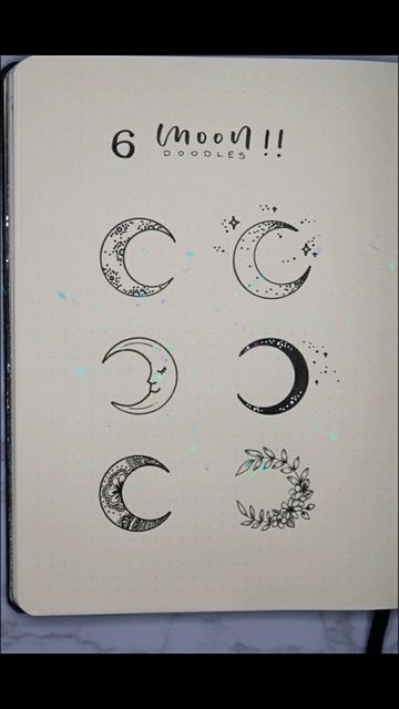 40 Easy Drawing Ideas for Beginners Moon Doodles, Witchy Doodles, Easy Drawing Ideas For Beginners, Witch Journal, Drawing Ideas For Beginners, Easy Drawing Ideas, Bullet Journal 2020, Moon Journal, The Moon And Stars