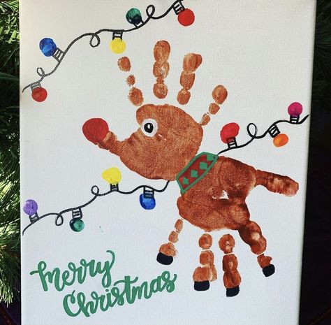 Handprint Reindeer, Baby Christmas Crafts, Baby Art Crafts, Handprint Christmas, Christmas Art Projects, Christmas Crafts For Toddlers, Christmas Cards Kids, Preschool Christmas Crafts, Toddler Arts And Crafts