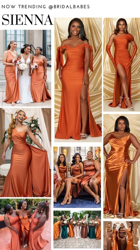 Bridal Maids, Burnt Orange Bridesmaid Dresses, Long Sleeve Mermaid Wedding Dress, Cheap Prom Dresses Online, Ball Gowns Prom Elegant, Ball Gowns Aesthetic, Orange Bridesmaid, Gowns Elegant, Orange Bridesmaid Dresses