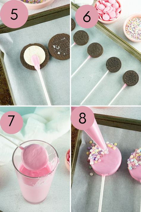 Valentine's Day Oreo Pops - A Day In Candiland Recipes Skillet, Cake Pop Decorating, Thighs Chicken, Candy Land Christmas Door, Diy Desserts, Barbie Birthday Party, Candy Land Christmas Decorations, Oreo Pops, Candy Land Christmas Tree