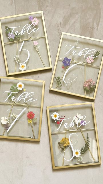 Wedding Stationery on Instagram: "1 🌼 2 🌸 3 🌻 4 🌺 tell me if you’ve ever loved a table number more 🤩 • • • #tablenumbers #pressedflowers #wildflowers #wildflowerwedding #tablescape #weddingtable #weddingtableinspo #springwedding #summerwedding #lookgoodonpaper #lookgoodonpaperco" Whimsical Table Numbers Wedding, Table Numbers Wedding Pressed Flowers, Dried Floral Table Numbers, Cool Table Numbers Wedding, Pressed Flower Wedding Table Numbers, Pink Accents Wedding, Boho Wildflower Wedding Invitation, Pressed Floral Table Numbers, Minimal Wildflower Wedding