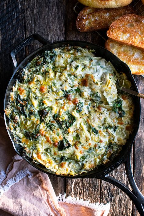 Baked Spinach Artichoke Dip, The Original Dish, Baked Spinach, Baked Artichoke, Spinach Artichoke Dip Recipe, Spinach And Artichoke Dip, Cheesy Spinach, Artichoke Dip Recipe, Artichoke Recipes