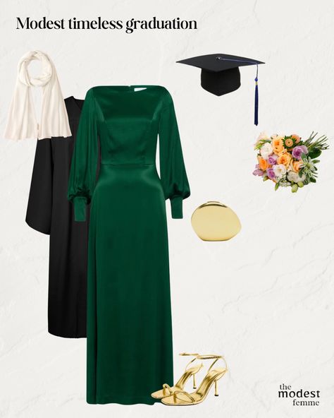 Hijabi graduation outfit Muslim Graduation Outfit, Hijabi Graduation Outfits, Graduation Dress Modest, Graduation Dress University Classy, Modest Graduation Outfit, Hijabi Graduation, Graduation Outfit Ideas Hijab, Modest Graduation Dress, Graduation Dress Designs